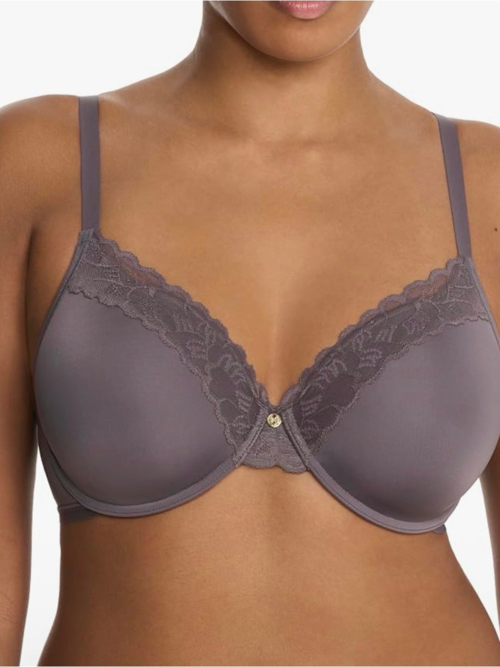 Natori 7313219 34C Refined Contour T-Shirt Bra Gunmetal Gray Lace